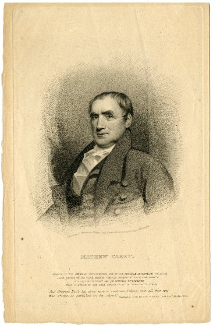 Mathew Carey, engraving by J. Thomson after drawing by Neagle, (undated)