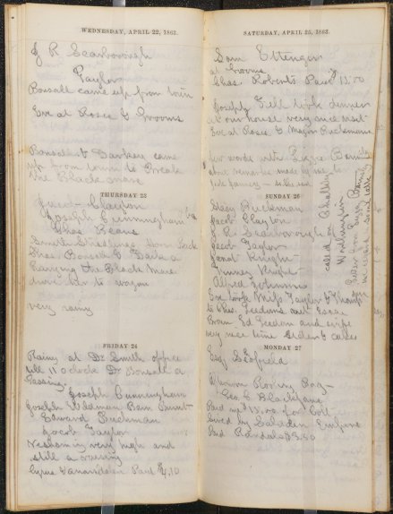 George F. Parry diary showing April 22-25